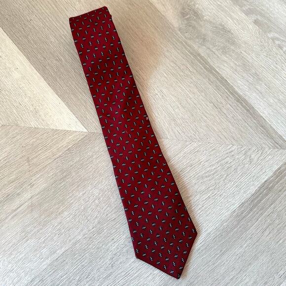 Vintage Liberty of London Silk Tie Printed in England Red Blue - Picture 3 of 6